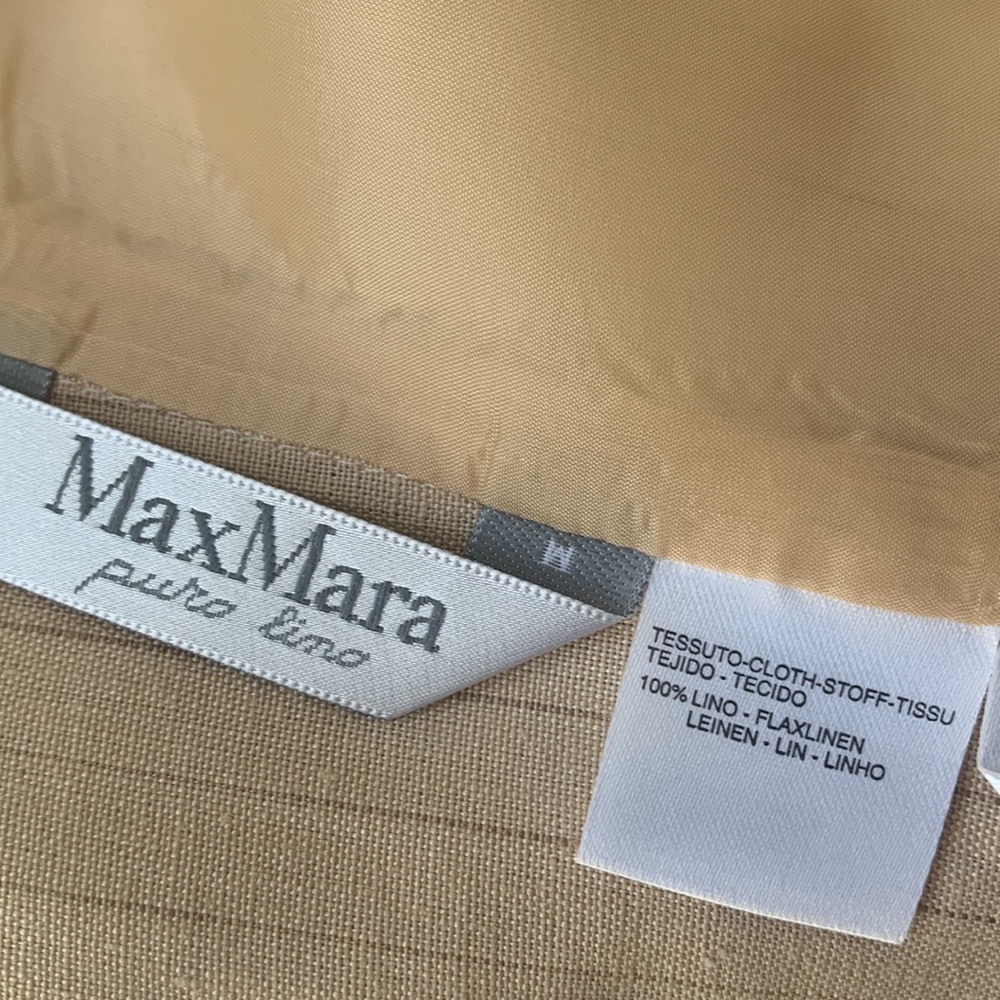 MaxMara Beige Cream Pin Stripe Flax Linen Blazer Medium - Picture 7 of 10